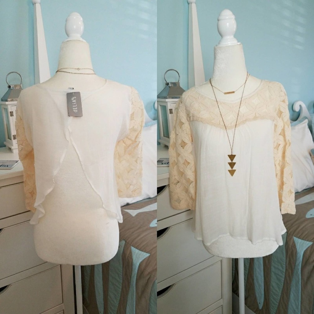 Vintage with tags! Delias boho open back lace top